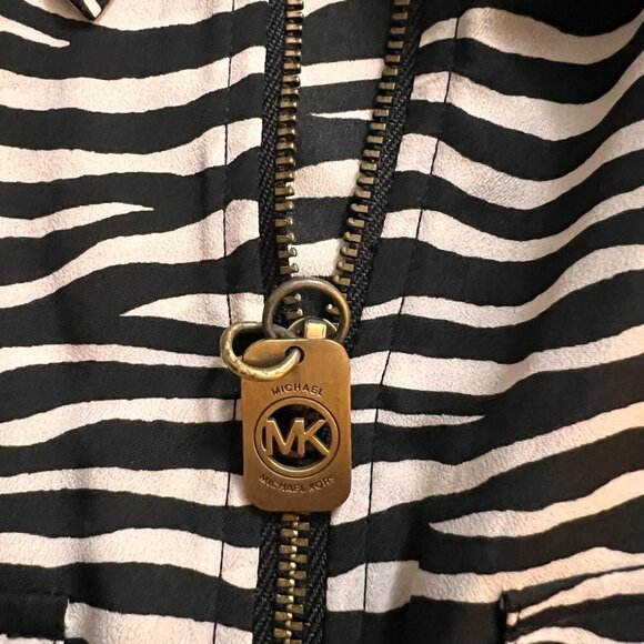 Michael Kors Full Zip Zebra Print Long Sleeve Top/Blouse Women's S - Picture 5 of 10